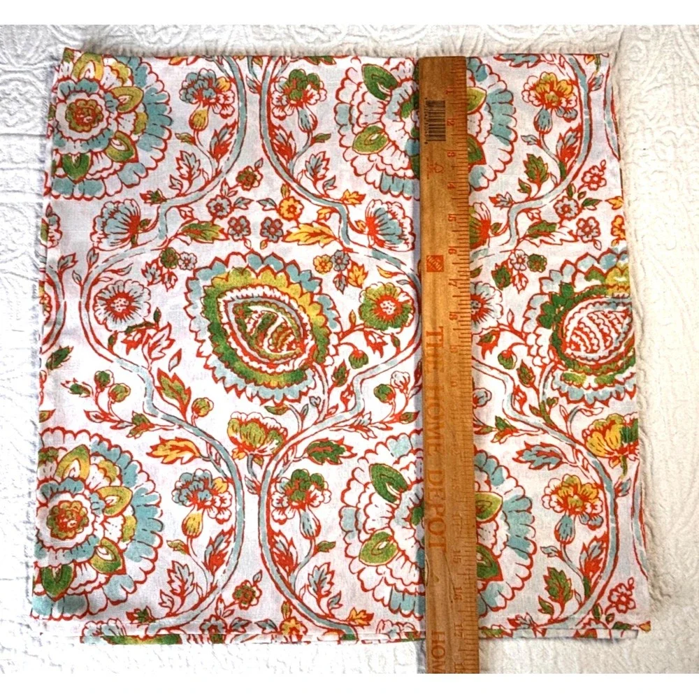 Vintage‎ Laura Ashley Floral Fabric Napkins Set of 4 Orange Green Cottage EUC